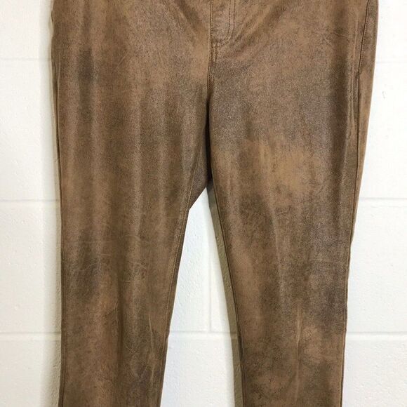 Chico's Womens The Ultimate Fit Faux Suede Leather Brown Pants Size 0 (Small 4) - Picture 3 of 11